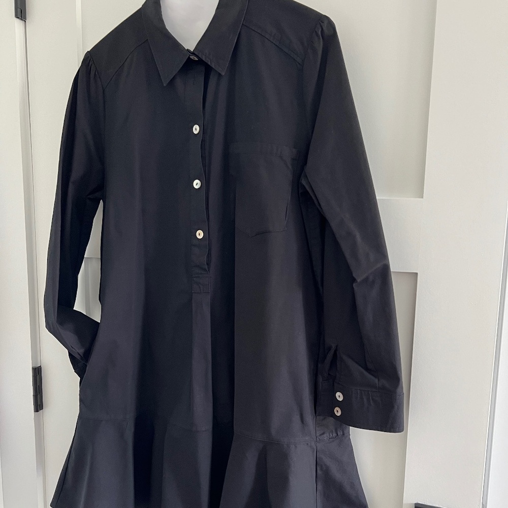 Tuckernuck Callahan Shirt Dress Black Long-Sleeve Mini Shirt Dress